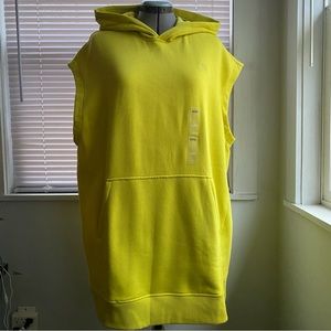 CALVIN KLEIN Lime Green Sleveless Oversized Hoodie Size M